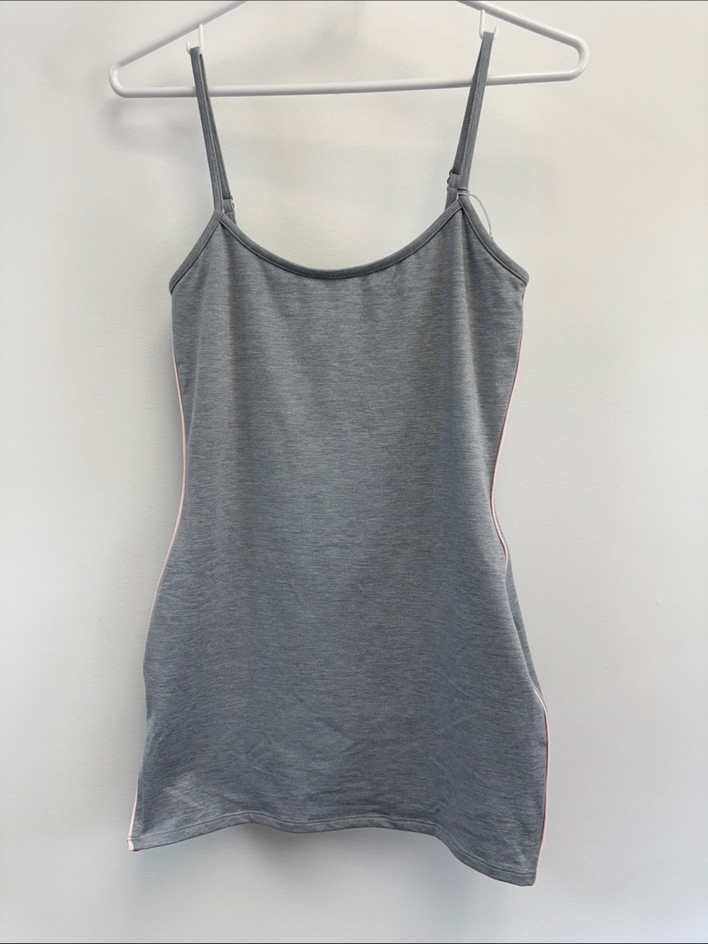 Women’s Gray Tank Dress with Pink Trim